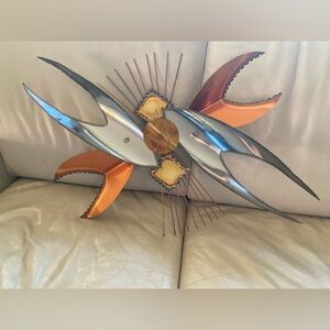 Brutalist Metal Wall Art  Gold Copper & Steel Colors MCM Decor
